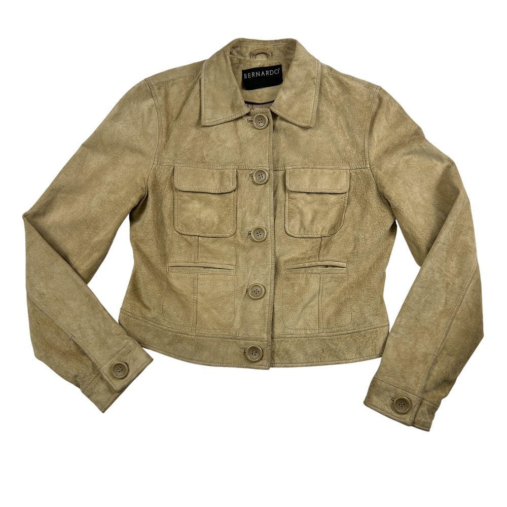 Vintage Bernardo Suede‎ Jacket Womens Small Tan Button Up Western Style